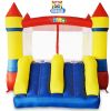 YARD Bounce House Dual Castle Slide with Air Blower, Four-Sided Protection Net, Inflatable Bounce House for Outdoor Indoor Party, Made of Nylon and Vi