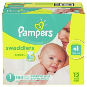 Pampers Swaddlers Hypoallergenic Soft Diapers - Size 1, 164 Count