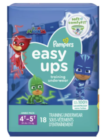 Pampers Easy Ups Training Underwear Boys Size 6 4T-5T, 18 Count