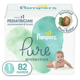 Pampers Pure Protection Natural Diapers Size 1, 82 Count