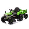 Ride on Tractor with Trailer,12V Battery Powered Electric Tractor Toy w/Remote Control,electric car for kids,Three speed adjustable,Power display, USB