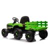 Ride on Tractor with Trailer,12V Battery Powered Electric Tractor Toy w/Remote Control,electric car for kids,Three speed adjustable,Power display, USB