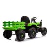 Ride on Tractor with Trailer,12V Battery Powered Electric Tractor Toy w/Remote Control,electric car for kids,Three speed adjustable,Power display, USB