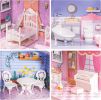 Robud Victoria Wooden Dollhouse for Kids with 24pcs Furniture Preschool Toy