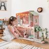 ROBOTIME Wooden Dollhouse Spring Garden Dreamhouse for Kids Toddler with Light