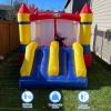 YARD Bounce House Dual Castle Slide with Air Blower, Four-Sided Protection Net, Inflatable Bounce House for Outdoor Indoor Party, Made of Nylon and Vi