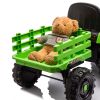 Ride on Tractor with Trailer,12V Battery Powered Electric Tractor Toy w/Remote Control,electric car for kids,Three speed adjustable,Power display, USB