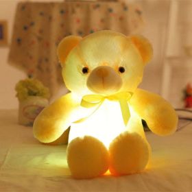 32-75CM Luminous Creative Light Up LED Teddy Bear Stuffed Animal Plush Toy Colorful Glowing Teddy Bear Christmas Gift for Kid (Height: 75cm, Color: Yellow)