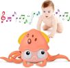 Rechargeable Baby Crawling Octopus Toy with Music LED Lighting Children Electric Moving Walking Kid Toy Obstacle Avoidance Function Suit for Kids Over