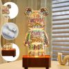 3D Fireworks Bear Night Light RGB Led 7 Color Luminarias Projection Lamp Romantic Gift Bedroom Decor Home Kawaii Desk Decoration