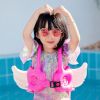 Kids Life Jacket; Kids Swim Vest with Angel Wings Toddler Portable Inflatable Swan Swimming Ring with Adjustable Safety Buckle